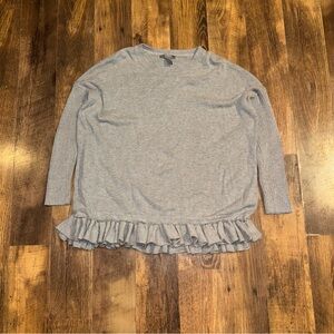 Lisa Rinna Collection Gray Ruffle Hem Sweater